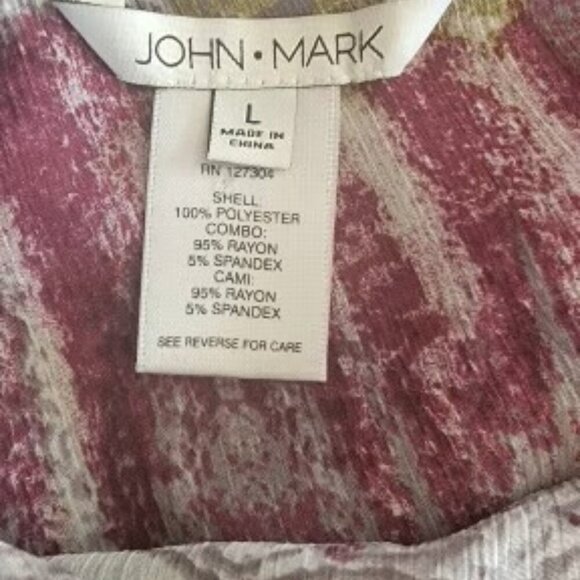 John Mark Scoop Neck Long Sleeve Tunic Top in Multi- Colors - Size Large - Picture 4 of 4